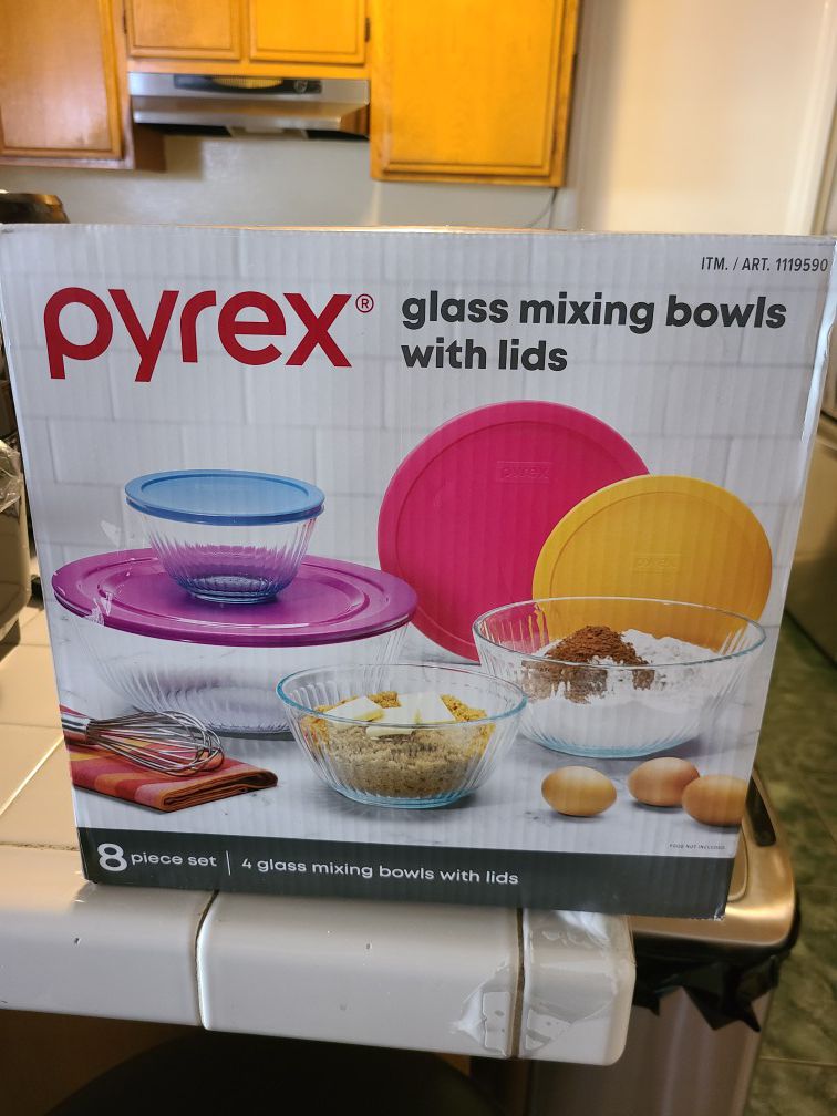 pyrex glass mixing bowl with lids
