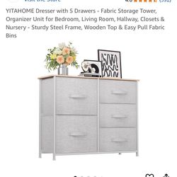 Dresser with 5 Drawers - Fabric Storage Drawers 