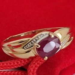 ❤️10k Size 6.5 Beautiful Solid Yellow Gold Ruby Ring!/ Anillo de Oro con un Rubí! 👌🎁Post Tags: 10k 14k
