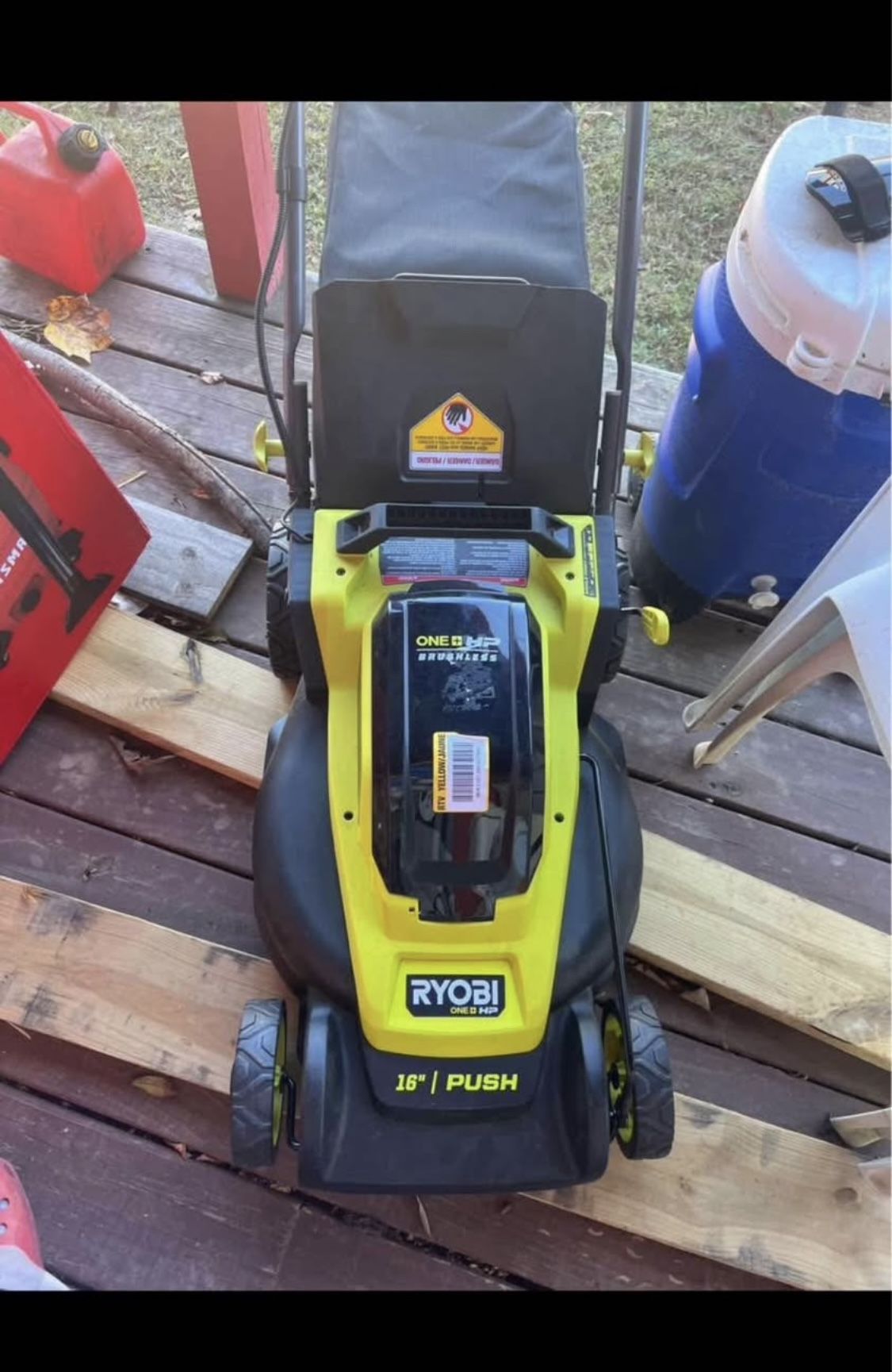 Ryobi One+ Hp 18V Brushless 16in Cordless Battery Walk Behind Push Mower.