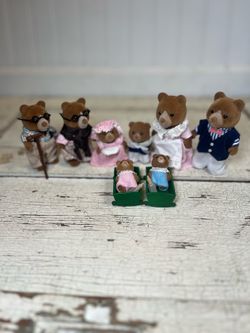 Vintage Sylvanian Families Calico Critters UK Marmalade Bear Family