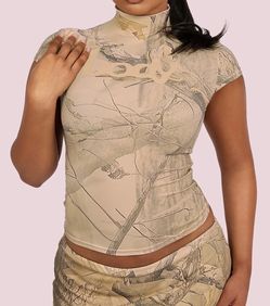 Body By Raven Tracy Mock Neck Top  + Mini Skort Set (tan realtree camo) Size S