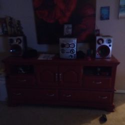 Pretty Red Dresser Or Tv Stand, Uses It Whatever You Want. 