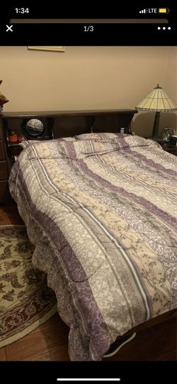 Queen size wooden bed frame bed with mattress