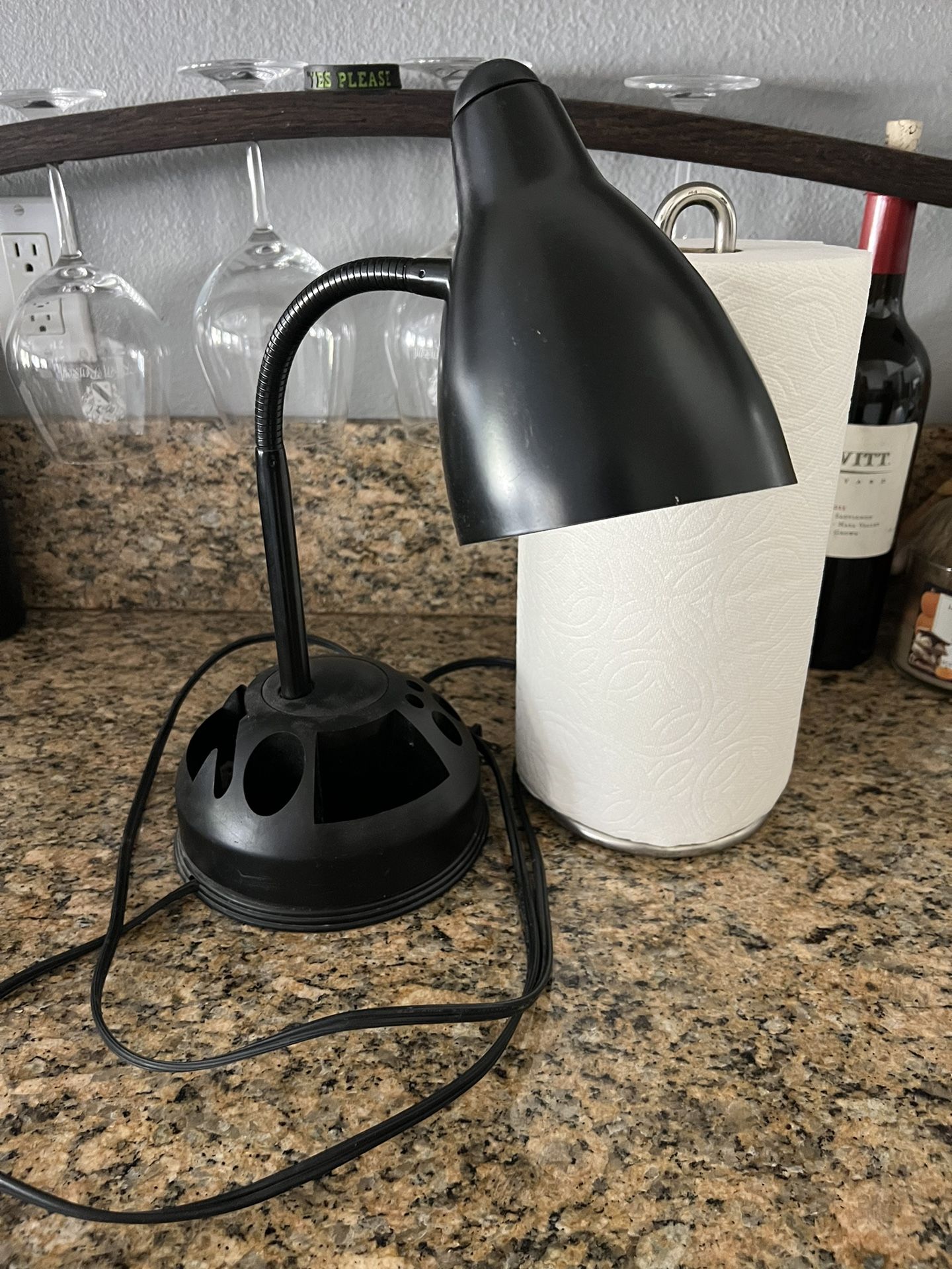 Black desk lamp with adjustable neck