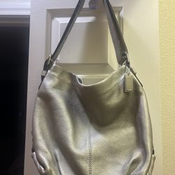 Coach Over The Shoulder Silver Purse 