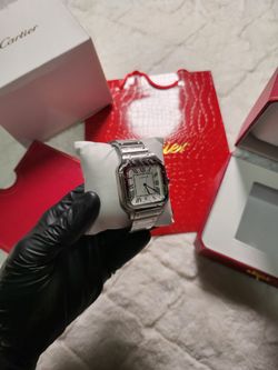 Cartier White Dial Santos de Cartier Steel Watch