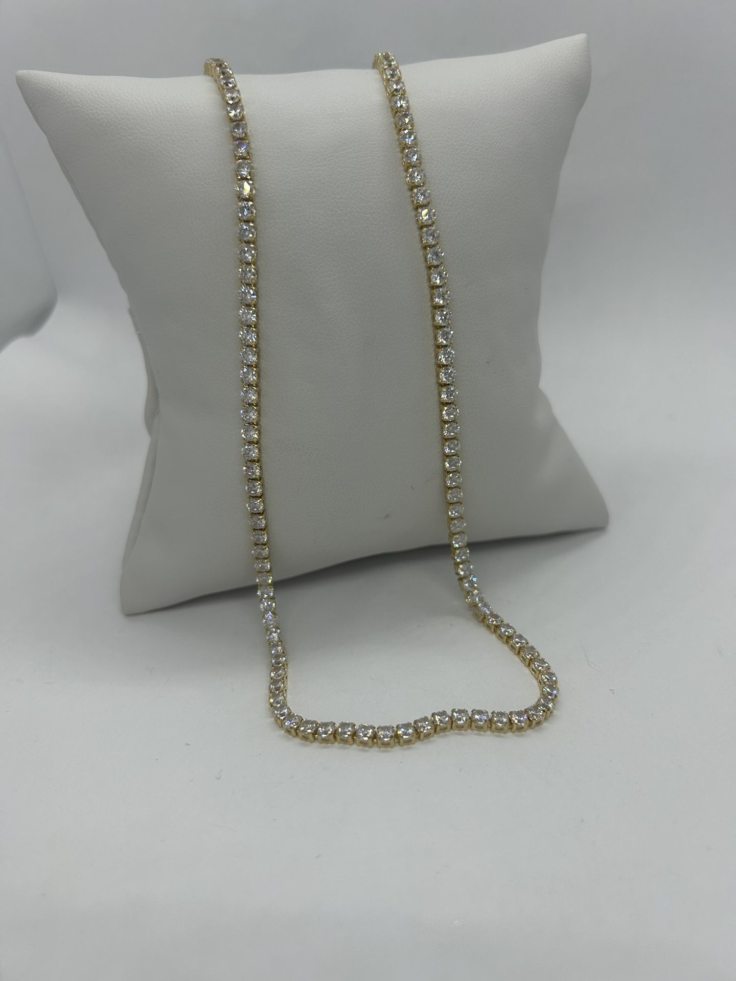 Necklace Tennis 14k Yellow Gold Cz