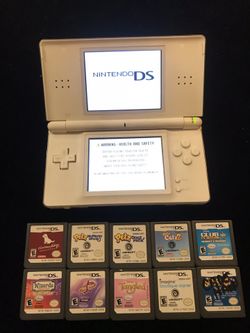 Nintendo DS Lite White Handheld System+10 DS Games+Charger(Petz Nintendogs Tangled)
