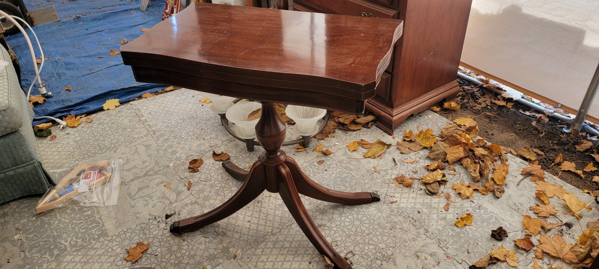 Vintage Mahogany Flip-Top Pedestal Game Table
