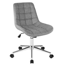 Gray Armless Fabric Seat Swivel Office Task Chair with Adjustable Height