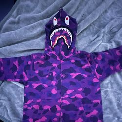 Bape Color Camo Shark Full Zip Hoodie purple