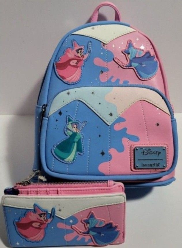 Loungefly Make It Pink Make It Blue BACKPACK AND WALLET INCLUDED((RARE LIMITED EDITION NEW WITH TAGS 2PCS ((GOOD PRICE)
