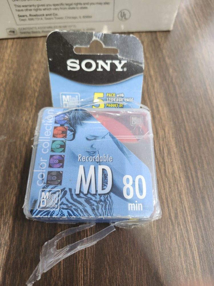 SONY MINI DISC 5 Pack WITH STORAGE CASE Memorex Pocket CD-R 10 PACK
