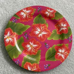 Melamine Wares Replacement Dinner Plate Red Pink Floral Hibiscus Hawaiian