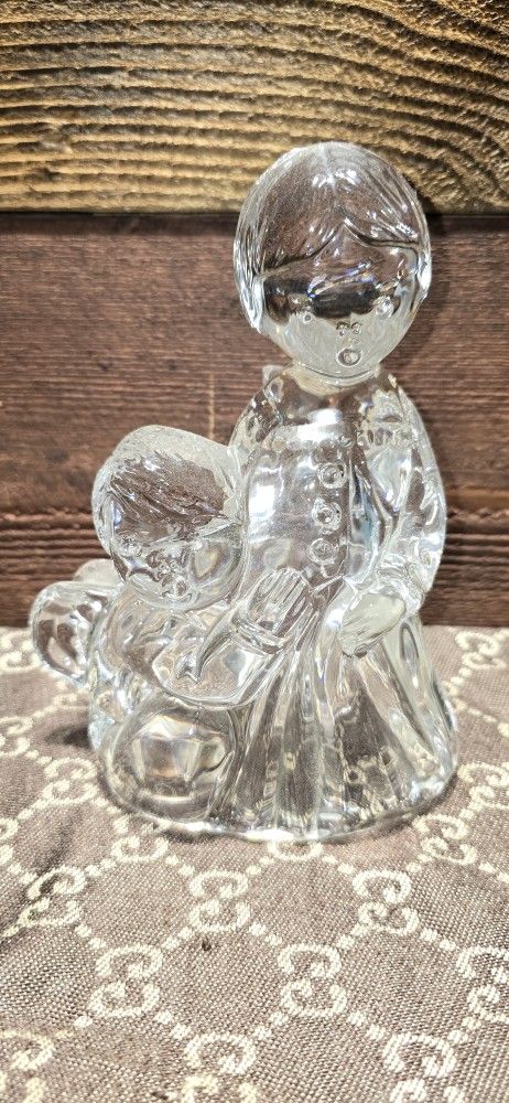 Vintage MIKASA Clear Crystal Choir Angels Statue Figurine Germany Decoration 7”H