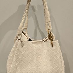 Woven Top Handle Bag Cream Color
