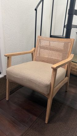 Modern Cane Accent Chair | Solid Wood Lounge Chair