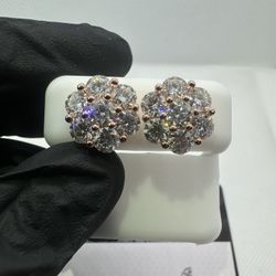 VERY BIG!! 15mm Moissanite Flower Studs💎 (Screw Backs) (Sterling Silver)