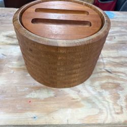 Scan Look Ribbed Teak Ice Bucket Mid Century 