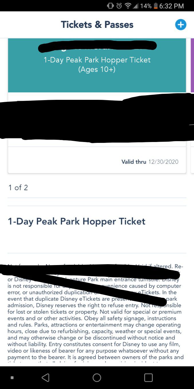 Value Parkhopper Disneyland tickets