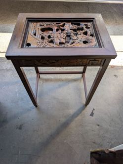 Traditional Oriental Hand Carved Side Table