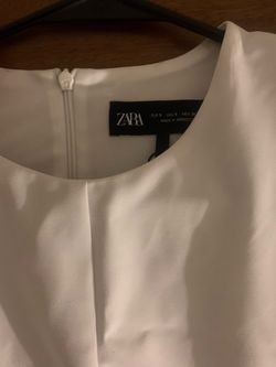 ZARA WHITE snatched waist DRESS| size small