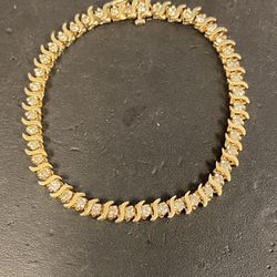 10 K Gold & Diamond Tennis Bracelet