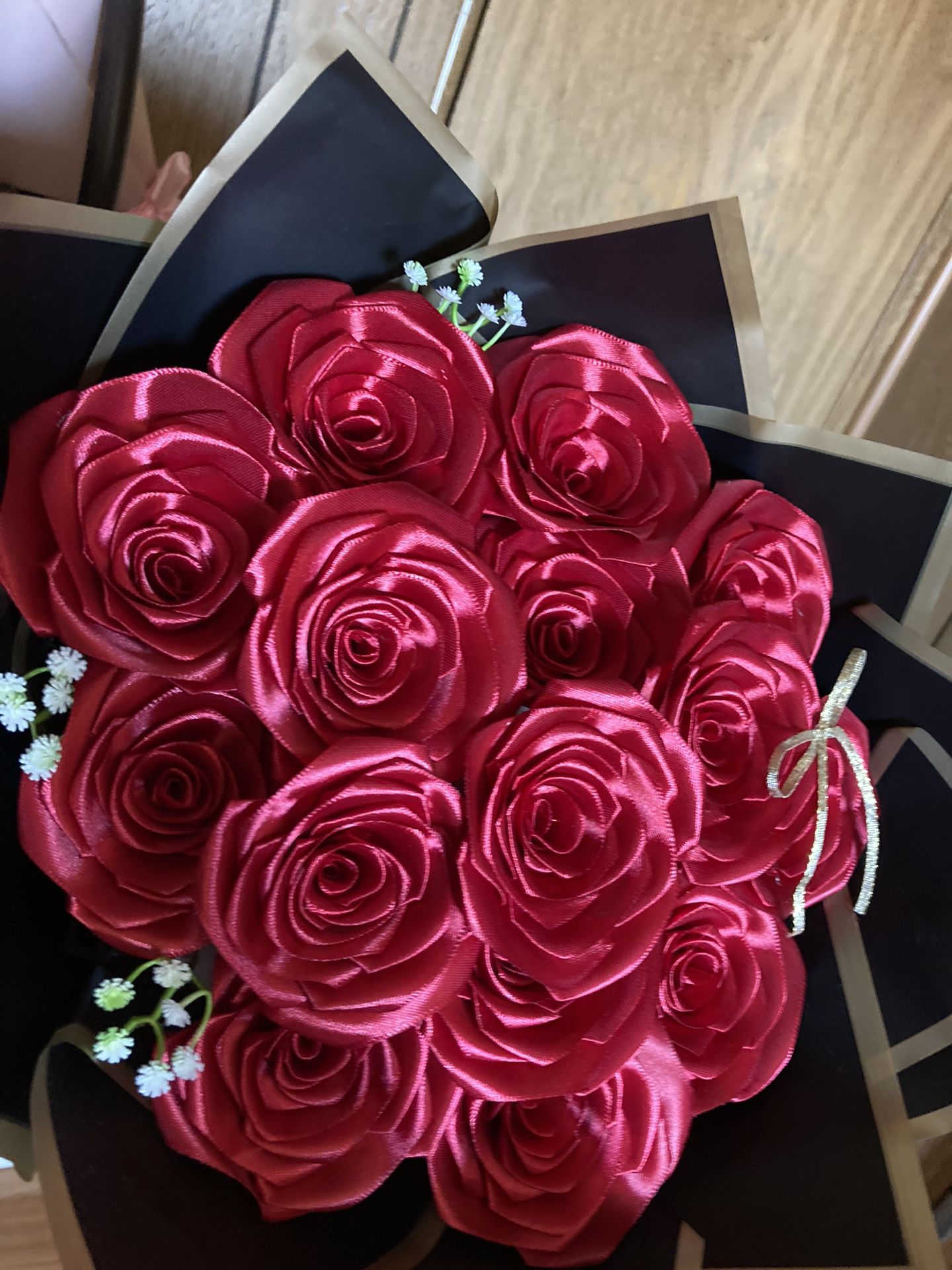 Flowers bouquet Eternal roses Ribbon roses