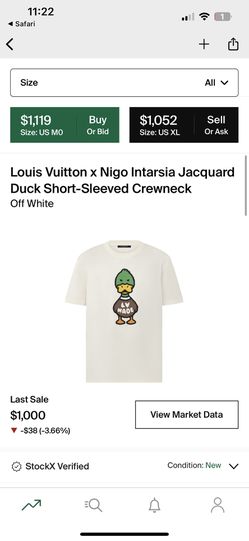 Louis Vuitton x Nigo Intarsia Jacquard Duck Short-sleeved Crewneck Off White