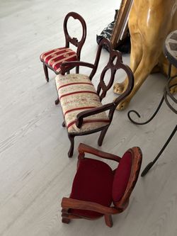 3 Piece Set. Victorian Chippendale Style Floor Or Table Furniture. Too Big For A Doll House. Great For Small Plant Or Dolls. All 3…