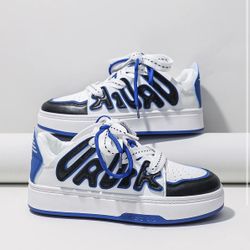 Women Size 37 | Letter Patch Decor Lace Up Casual Shoes Skater Blue| Off White Sperry Size 7