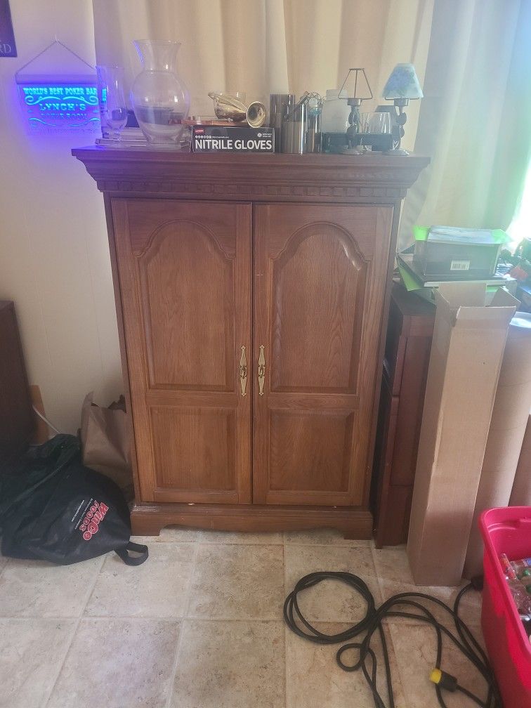 TV Armoire Converted To Freestanding Closet