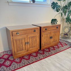 Vintage Mid Century Modern Drexel Wooden Nightstand Pair