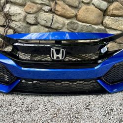 ✅ HONDA CIVIC HATCHBACK 2016 2017 2018 2019 2020 2021 FRONT BUMPER BLUE USED AFTERMARKET + RADIATOR GRILLES + EMBLEM + LOWER VALANCE OEM + FOG LIGHTS 