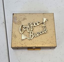 VINTAGE BRASS COMPACT Coin holder,  "Coffee Break"