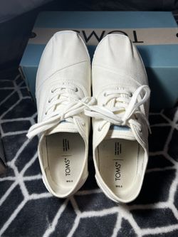 Toms White Canvas Cordones Indio Sneaker Shoes Womens 9.5