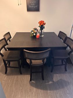 Modern Dark Brown Dining  Table Set
