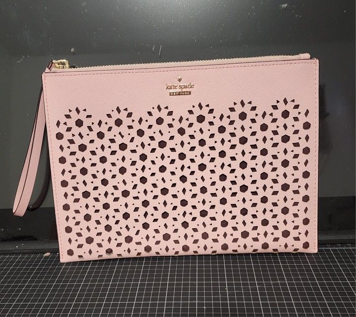 Kate Spade Pastel Pink Leather Wristlet 10"×7" BNWOT
