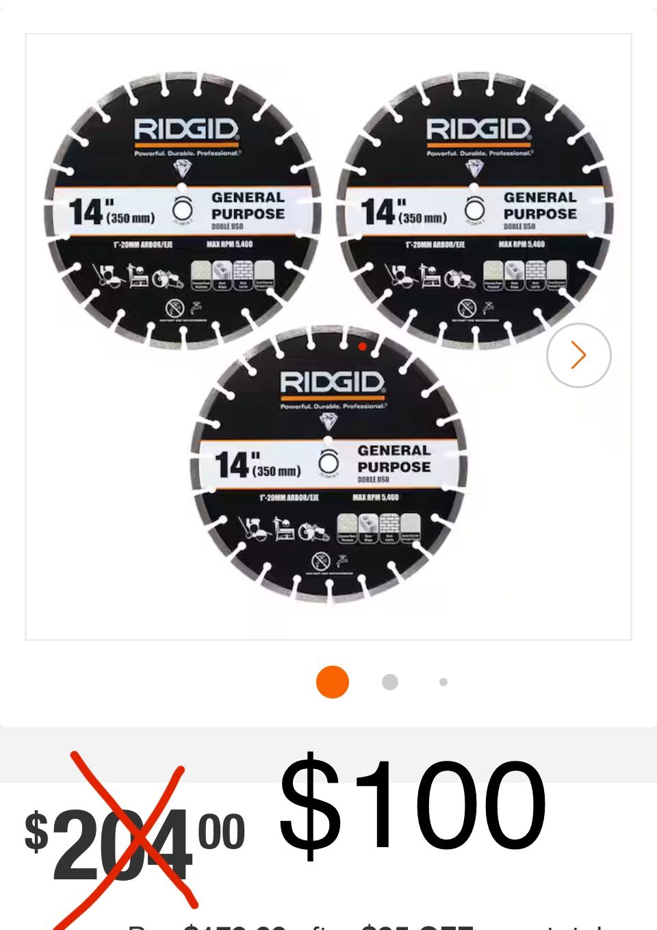 3 Pack 14in General Purpose Diamond  Saw BLlades