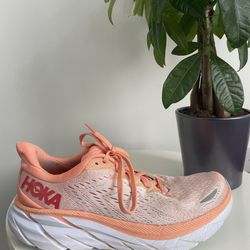 HOKA Clifton 8 Running Shoes Cantalopue Silver Peony - Womens 8