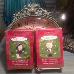 Hallmark Keepsake Ornament A Snoopy Christmas Lucy & Linus Christmas ornaments set New in boxes $10