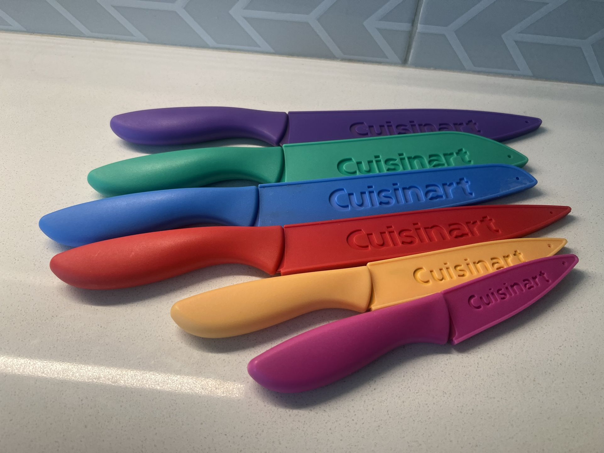 6 Piece Cuisinart Colorful Knife Set & FarberWare Knife Sharpener for