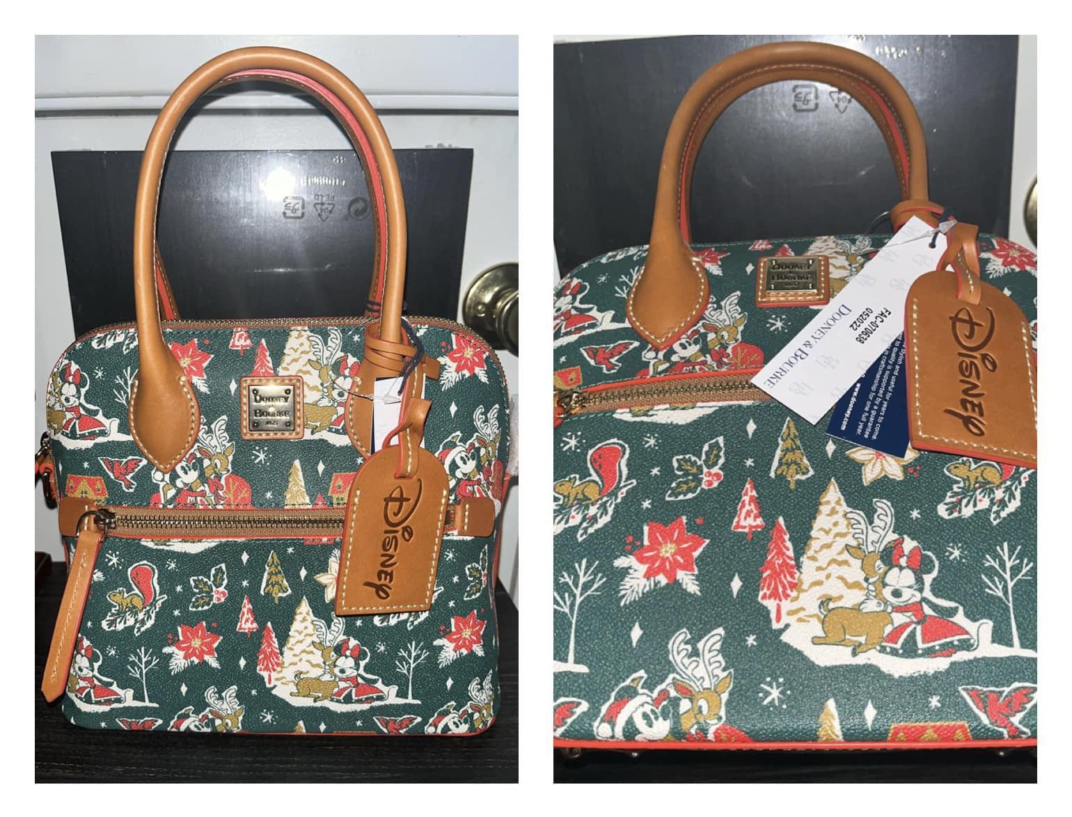DISNEY Dooney & Bourke Mickey & Minnie Christmas Satchel Bag + Matching Ears (NWT)