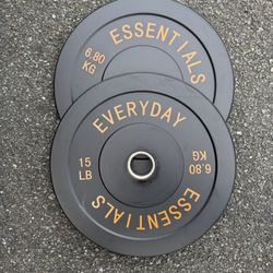 15 lb Pair, Black Bumper Weight Plates - BRAND NEW