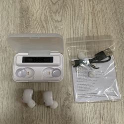 Wireless Bluetooth Waterproof Headphones White Color Color Powerbank Case