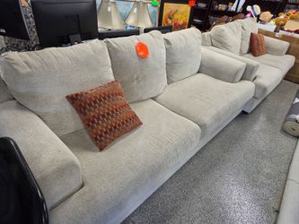 Modern 2-Piece Sofa and Loveseat Set – Beige Chenille