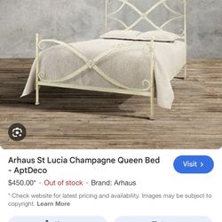 Arhaus St Lucia Ivory Metal Bed Frame Queen 