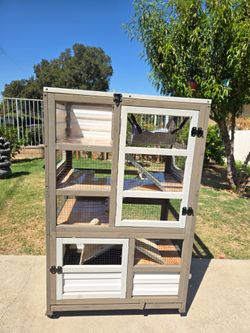 Guinea Pig Cage 5-Tier Wooden Hamster Habitat with Pull-Out Tray & Wheels