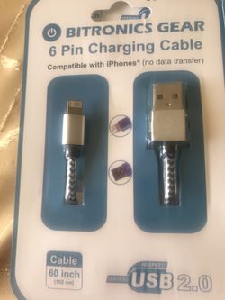 60” IPhone charging cable Silver,Gold ,Green and Blue brand new still sealed never used 5.00